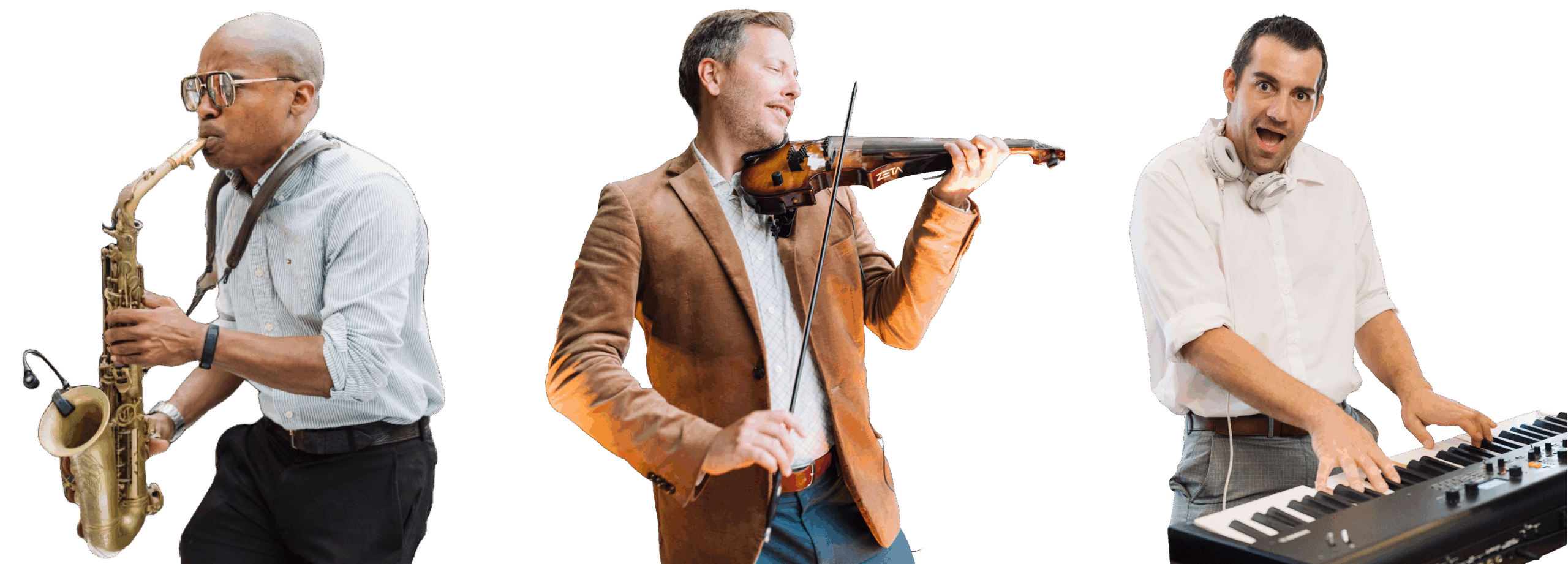 Electric violinist and Saxophone performing live at a Charleston wedding with Darby Events DJ