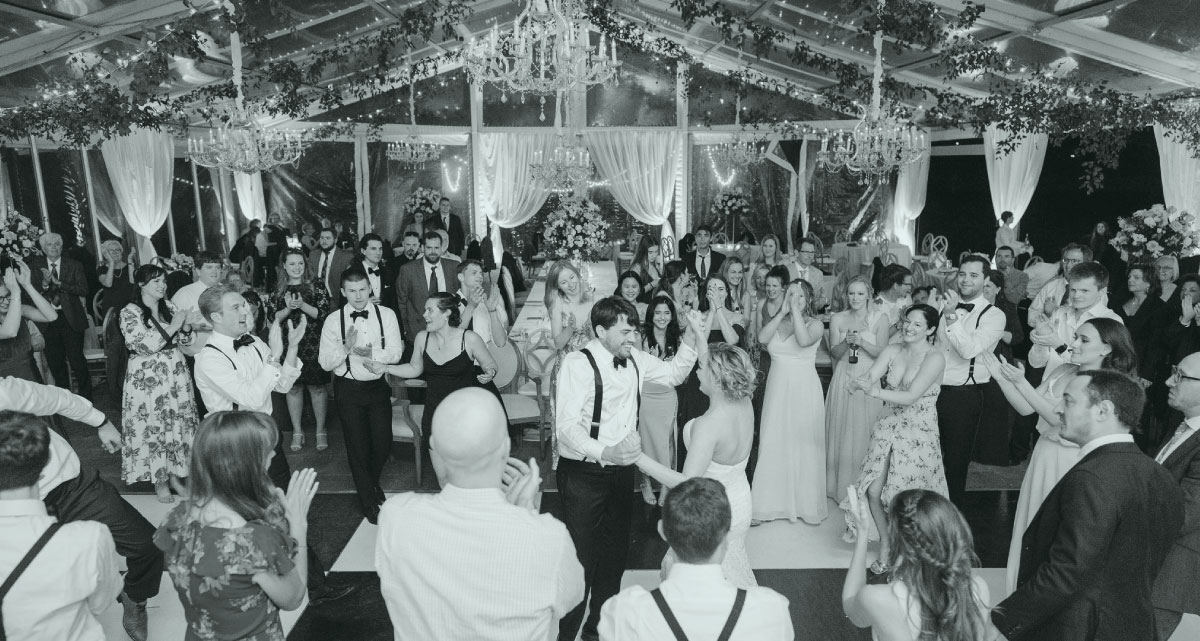Charleston wedding reception dance floor with DJ