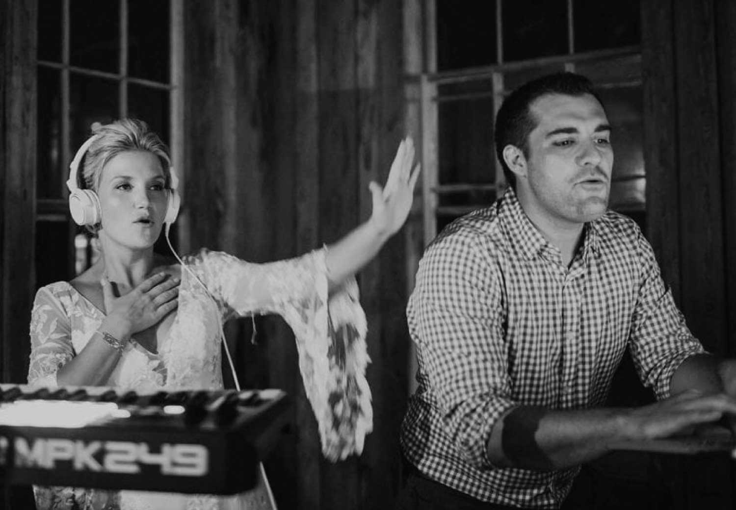 Stephen Darby, Charleston wedding DJ, celebrating on the dance floor with the bride