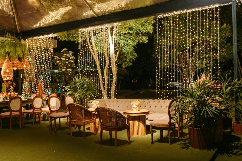 Accent lighting highlighting decor and room details.
