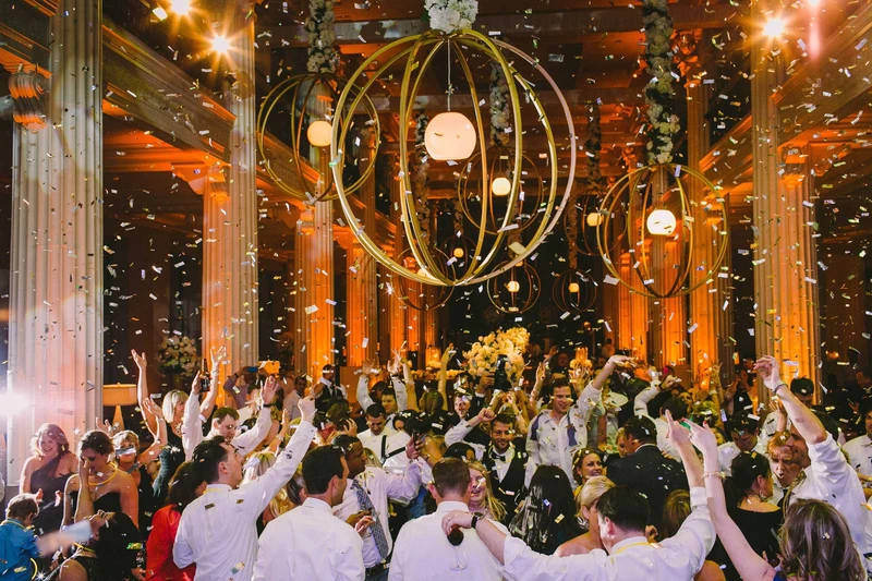 Elegant venue transformed with uplighting.