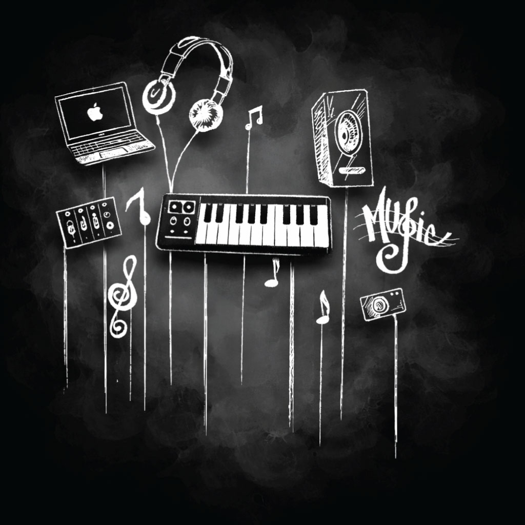 Black and white music illustration