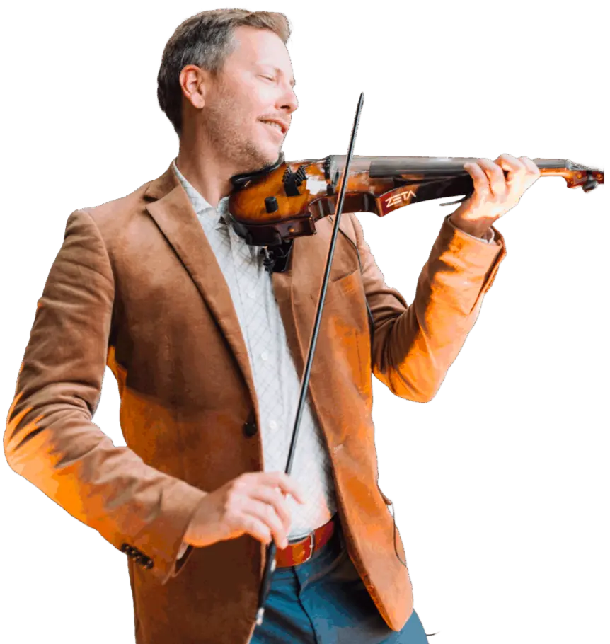 Electric violinist performing live
