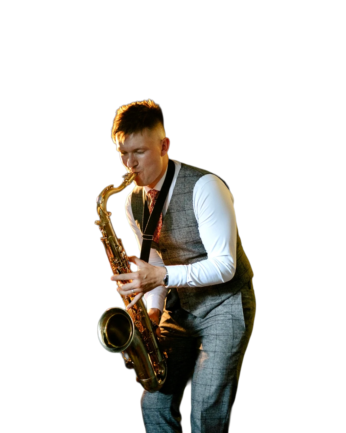 Saxophonist performing solo