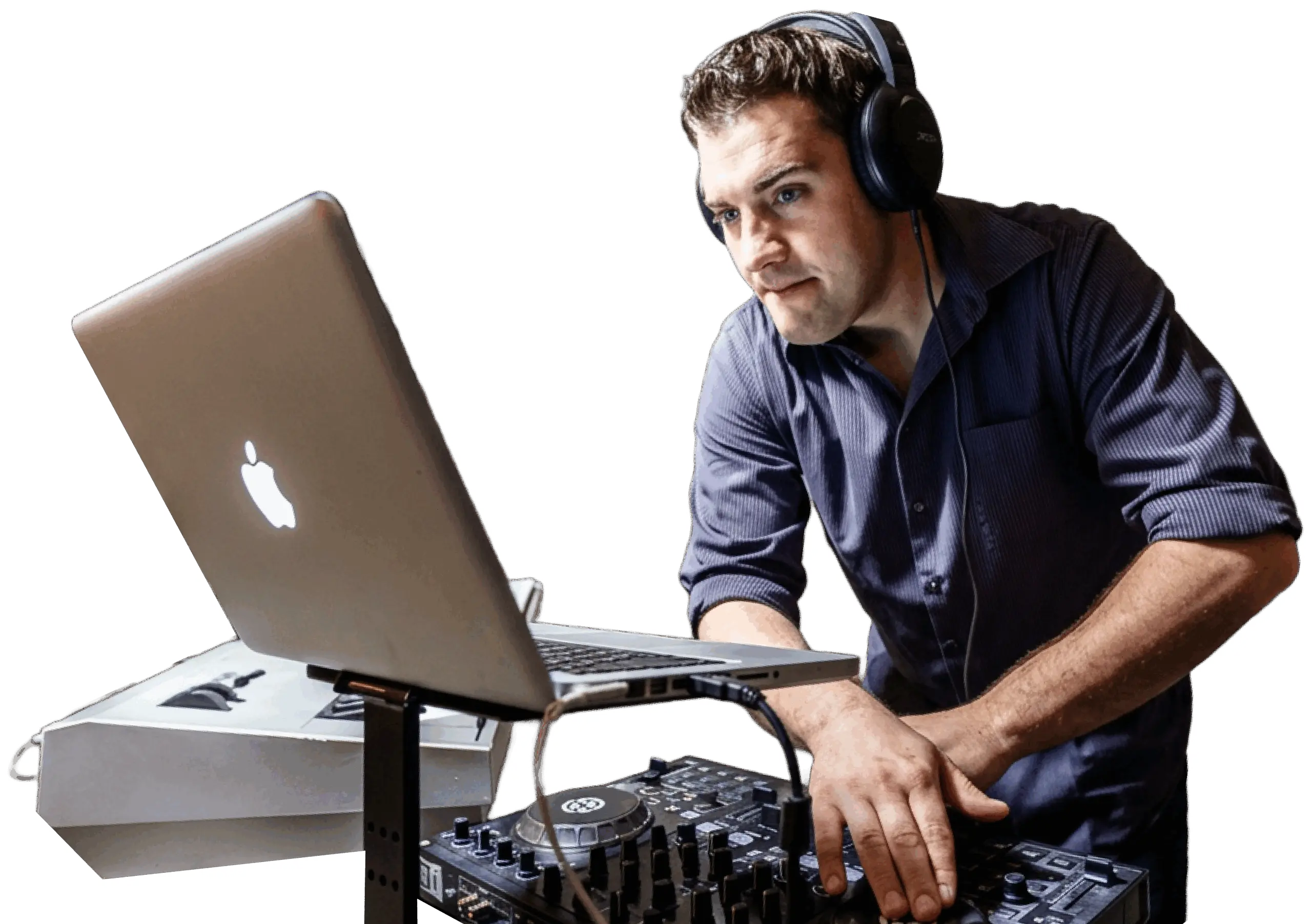 DJ equipment and piano setup